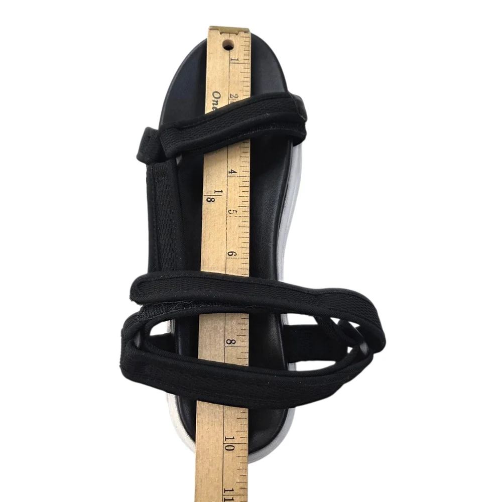 Esprit Y2K Sporty Platform Sandals Womens 9 Black White Ankle Strap Open Toe
